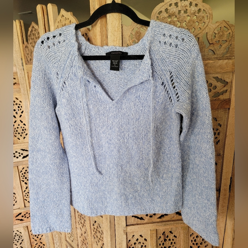 Vintage Express Sweater Baby Blue Wool Women's Small